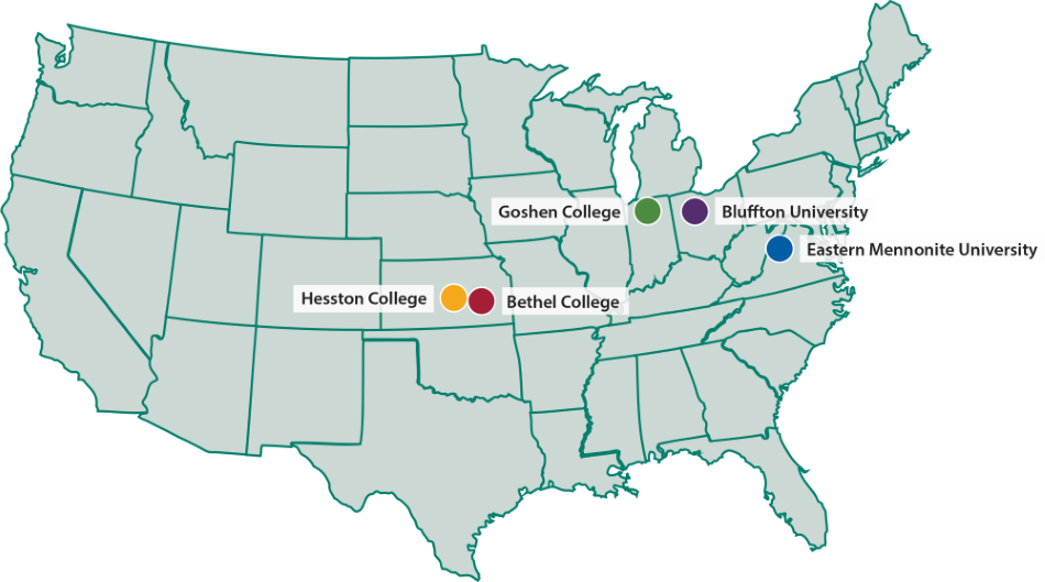 Mennonite Colleges and Universities map